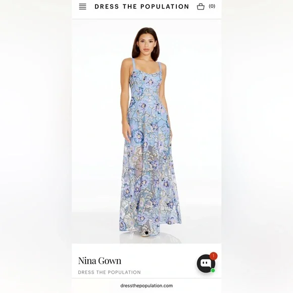 Handmade Floral Blue and Purple Women's Dress - Picture 2 of 5